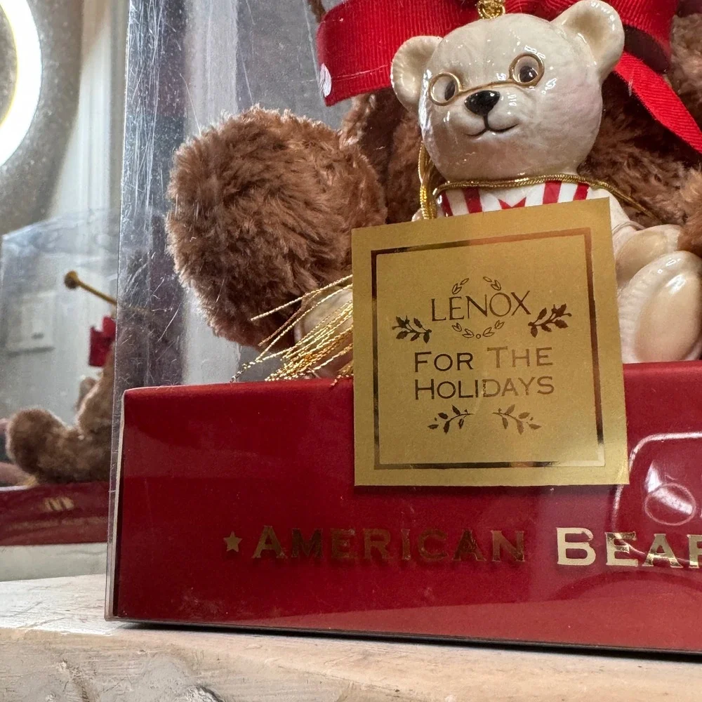 Lenox American Bears 100th Anniversary Holiday Teddy Bear Porcelain Ornament NIB